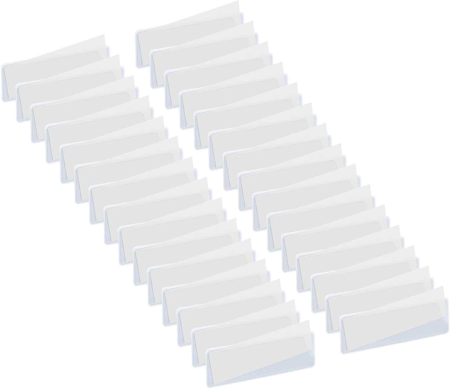 MECCANIXITY 30 Pcs Magnetic Label, 3.94" x 1.18" x 0.06" Magnetic Name Tags Label Sticker with Blank Paper Card for Shelf Labeling White Board Garage Home Warehouse