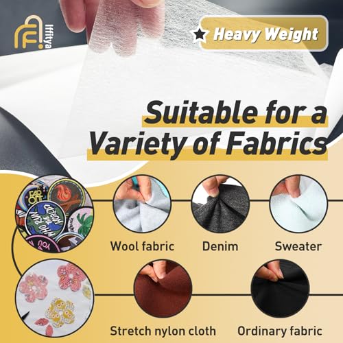 Stitch Witchery 20 Sheets, 8\" x 12\" Fusible Webbing for Fabric Applique, Heavy Weight Fusible Interfacing, Stitch Witchery Fusible Bonding Web for Fabric for DIY Crafts