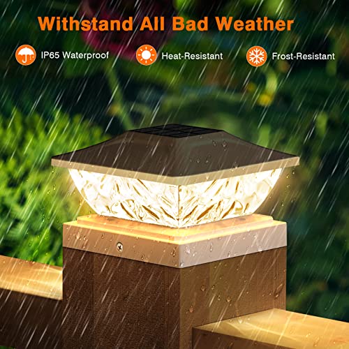 Ensli Solar Post Cap Lights 6 Pack, 2 Mode Bright Solar Post Lights Outdoor Waterproof Fence Post Cap Lights, Outdoor Post Lights Solar Powered Deck Lights For 4X4 4.5X4.5 5X5 Posts In Garden Decor thumb #1