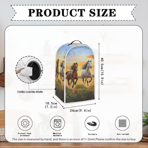 Image of Horse Blender Cover Dust Cover with Handle Blender Covers for Kitchen Counter Portable Food Processor Cover Washable Small Kitchen Appliance Cover Fits Most Standard Size