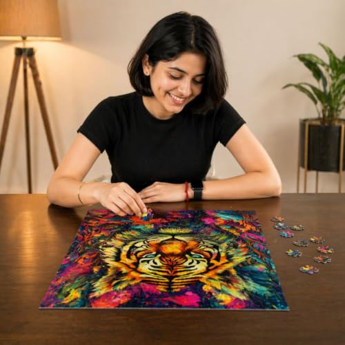 Image of Spirit Animal Series Combo: The Fearless Tiger & The Precious Peacock - 2 x 500 Piece Wooden Jigsaw Puzzles for Teens & Adults (Age 13+) | Mindful, Challenging | Gift-Ready Premium Box