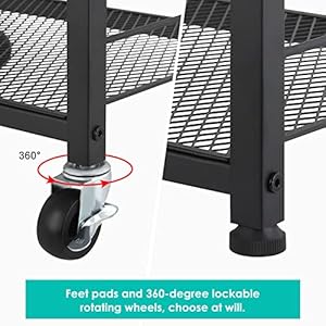 Ybing kitchen cart on wheels rolling kitchen island carts with wheels and storage 4 tier farmhouse serving cart stand with wood tabletop for living room bathroom brown  urban country home decor