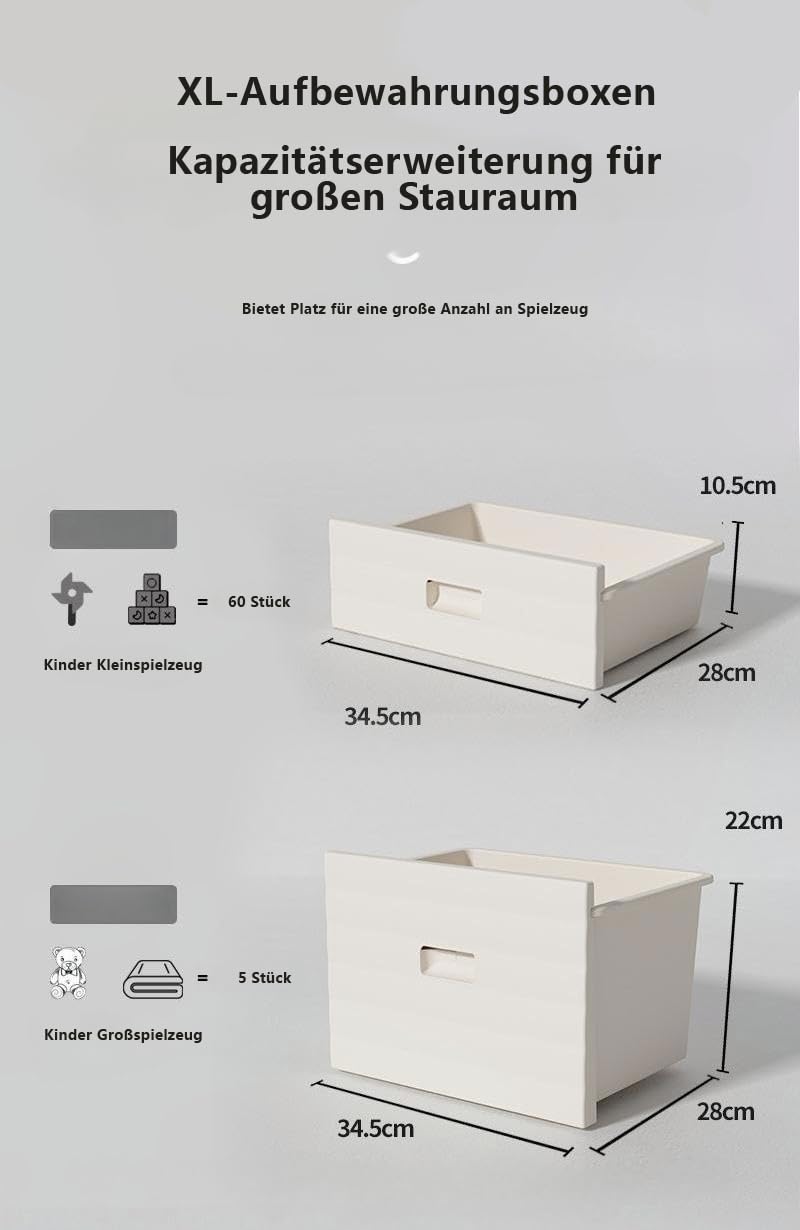 habeig Multifunktionales Kinderregal, Weiß, Kunststoff, mit Bücherregal und XL-Aufbewahrungsboxen, Spielzeugregal mit Türen, Kinderzimmerorganisation, 110 x 88 cm inkl. Boxen #202852