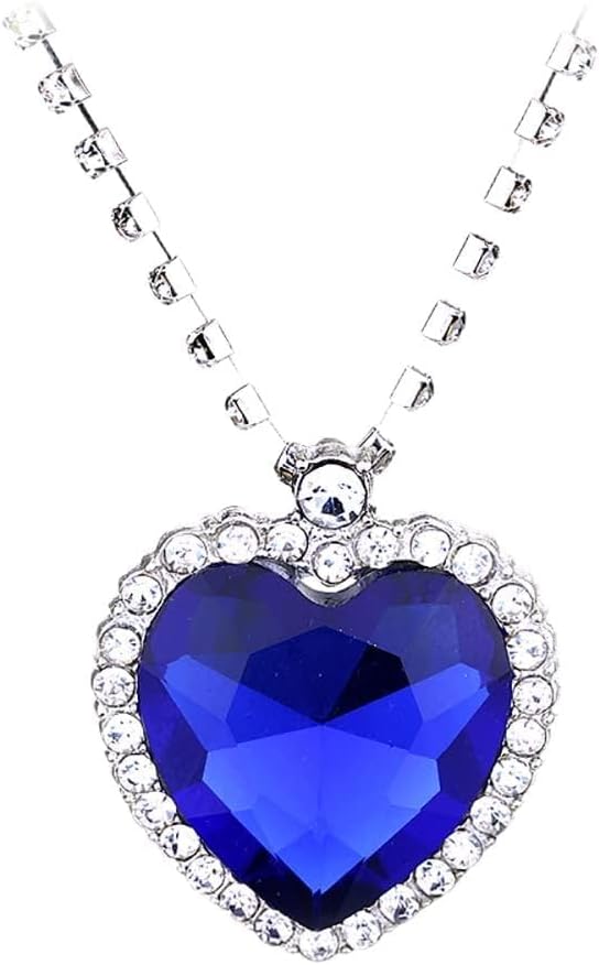 Titanic Heart Of The Ocean Love Heart Shaped Necklace With Royal Blue Crystal Pendant For Women Wife
