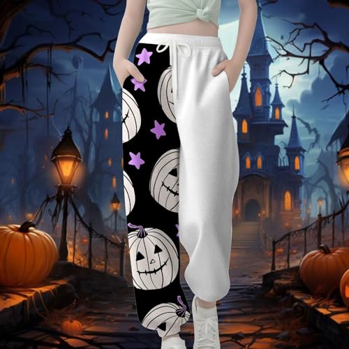 Halloween Ghost Print Sweatpants for Girls Drawstring Long Bottom Sporty Active Joggers Baggy Casual Pants2