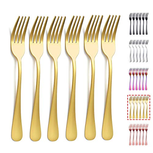 Kyraton Edelstahl Gabeln 6er, 20.8cm Gold Titanbeschichtung Gabel, Tafelgabeln, Besteck Gabeln, Geeignet für Haushalte, Restaurants...
