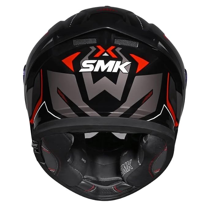 Image of SMK Typhoon AZONIX Full Face Motorcycle Helmet, Dual Visor, Black-White-Red