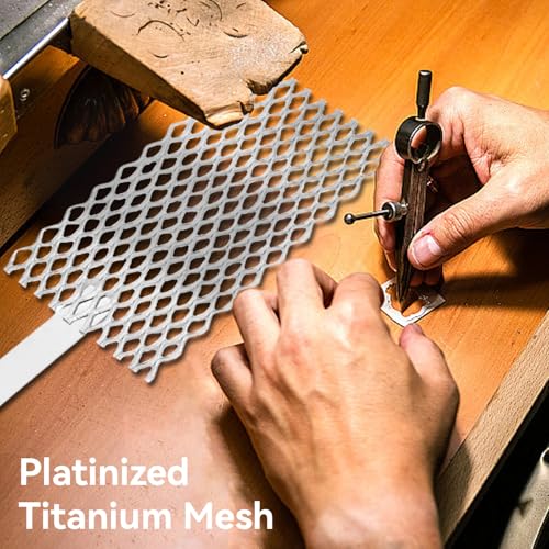 Schmuckwerkzeug, 20x5cm/7,87x1,97 Zoll Platinierte Titan Anode Schmuck Plating Tool Titan Mesh Kathode Rhodium Palladium Schmuck Plater Werkzeug mit Griff für Rhodium Galvanik Elektrolyse
