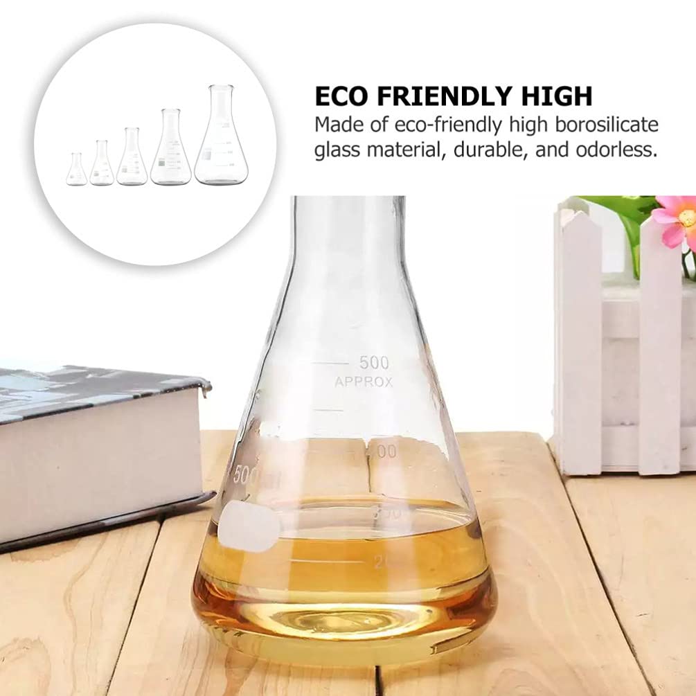 uds matraz Erlenmeyer vidrio borosilicato botella filtración transparente vaso filtrante matraz Triangular cónico cuello ancho para suministros experimentos laboratorio