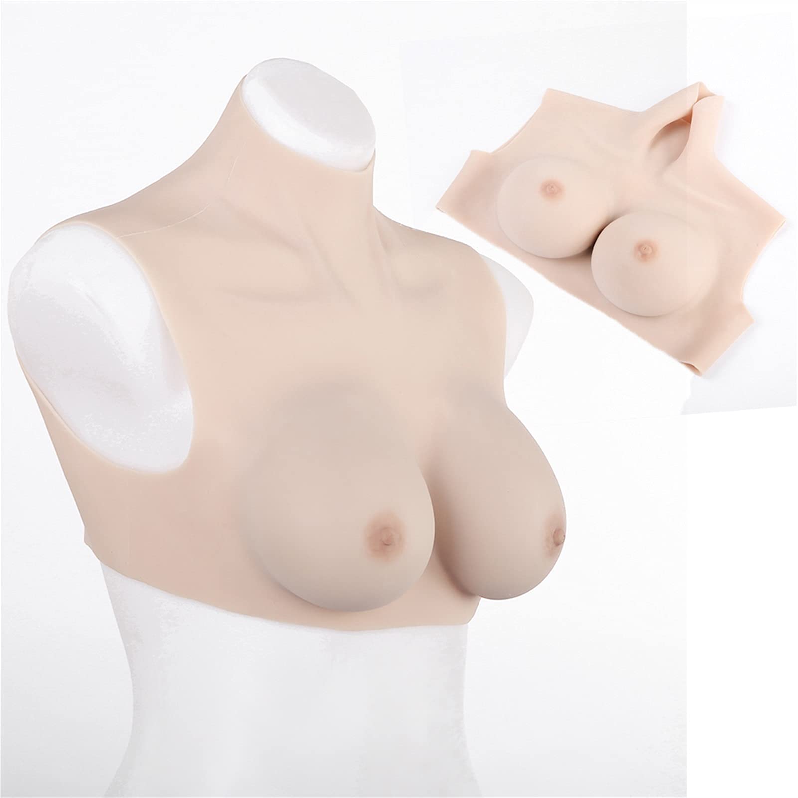 Jdxqbld Women's Lvory White D Silicone Breast Prosthesis Realistic Fake Breasts For Wedding Christmas Halloween Half Length Design Soft Silicone Filling