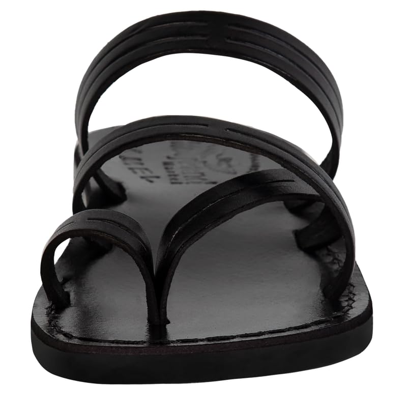 Holy Land Market Men/Women Biblical Jesus Leather Sandals/Slides From Jerusalem (Bethlehem Black Style II)2