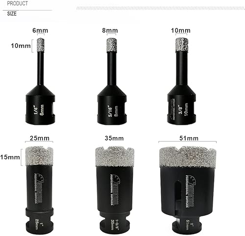 Miniatura 8 de SHDIATOOL Juego de brocas de núcleo de diamante para azulejos de porcelana, granito, mármol, piedra, ladrillo, vacío, sierras de agujero soldado al