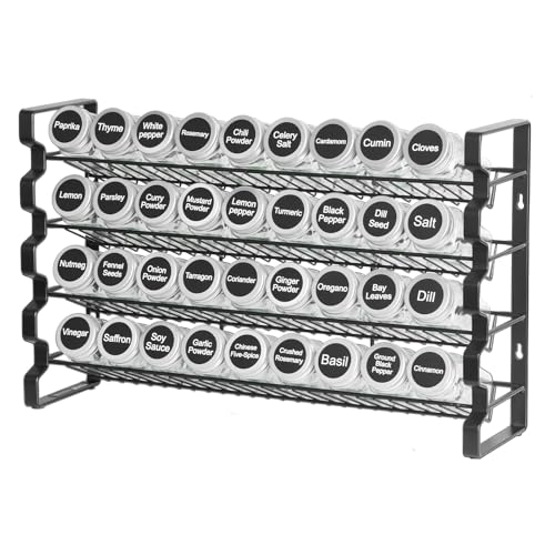 VEVOR Spice Rack Organizer for Cabinet, Spice Organizer with 36 Empty Spice Jars, Lids, Spice Labels, and Funnel Complete Set, Seasoning Organizer for Countertop, Kitchen, Pantry, Cupboard, 18x11 in by VEVOR - Image 2