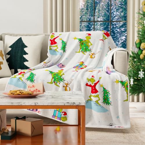 Franco Collectibles The Grinch By Dr. Seuss Holiday Christmas Super Soft Cozy Plush Throw 40 in x 50 in (Officially Licensed Product)