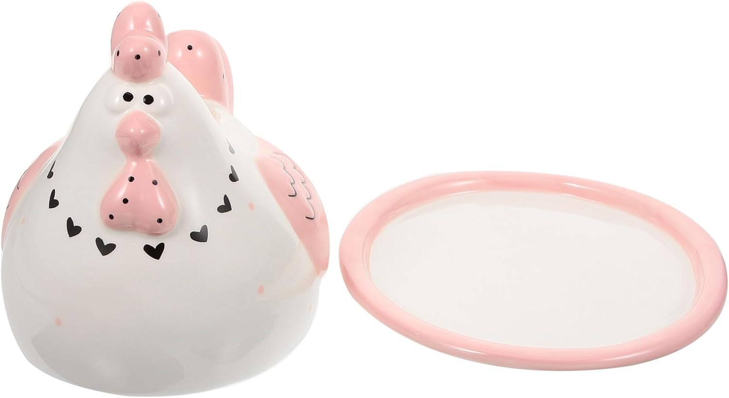 SAFIGLE Ceramic Butter Dish with Chicken Lid Kitchen Butter Holder Easter Tableware for Refrigerator Freshness Food-grade Ceramic Tray for Household Use