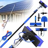Water Fed Pole Kit,Solar Panel Cleaning Brush and 20Ft Extension Pole,Window Cleaning Pole Kit for High Windows Cleaning,Cleaner Tool with 2 in 1 Window Squeegee and Cobweb Duster