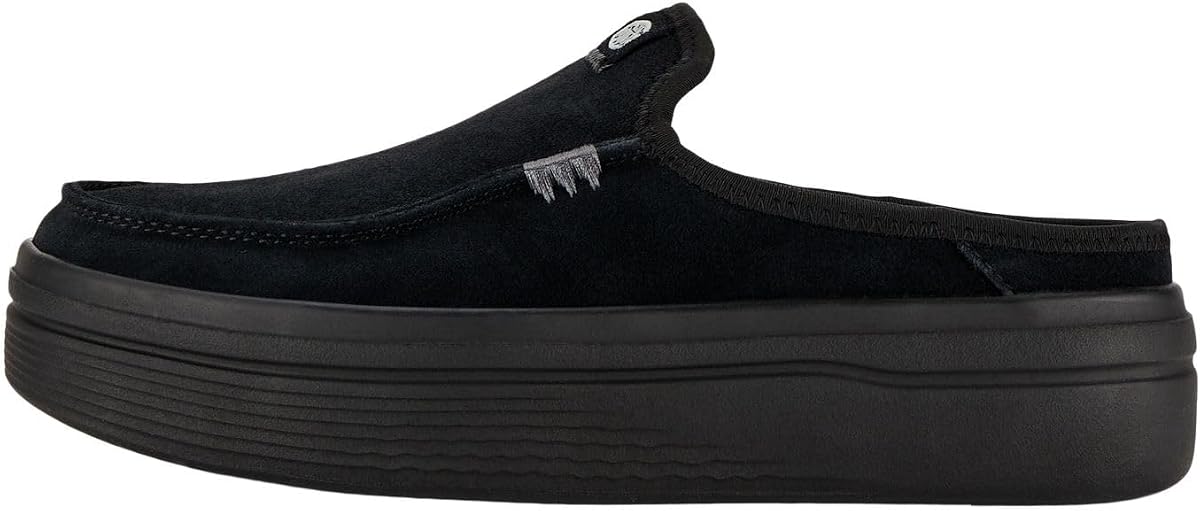 Mule con plataforma elevable Austin para mujer HEYDUDE | Zapato sin cordones de ante | Parte superior de ante elegante, suela de plataforma de 34 mm, talón trasero elevado, ajuste seguro del talón, suela exterior ligera y flexible