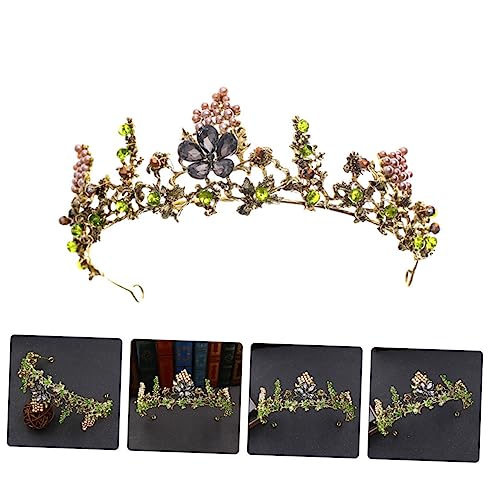 Diadema nupcial verde oscuro con perlas y aleación para tocado de boda de mujer 2