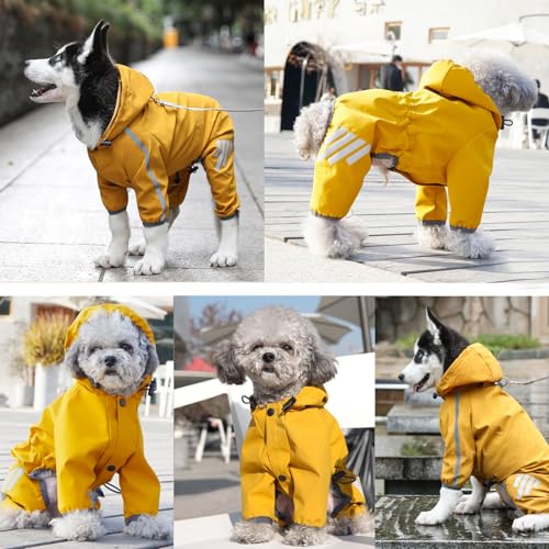 Dog Raincoat for Small Dogs, Waterproof Puppy Dog Raincoats with Hood, Soft Lightweight Dog Rain Jacket Vest Reflective Adjustable Windproof Snow-Proof Leash Hole for Dogs Walking Rain Clothes (S) - Image 3