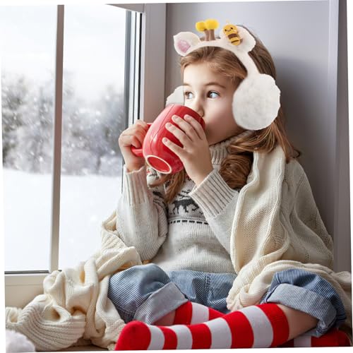 Ear Cute Bee Earmuffs for Boy Girl and Adults Plush Cartoon Cold Weather Ear Warmers Foldable for Exceptional Insulation and4
