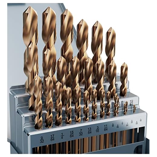 MACXCOIP Cobalt Drill Bit Set, 29Pcs M35 High Speed Steel Bits for Hardened Metals, Stainless Steel, Cast Iron and Wooden Plastics, with Metal Index Storage Box, 1/16"-1/2"