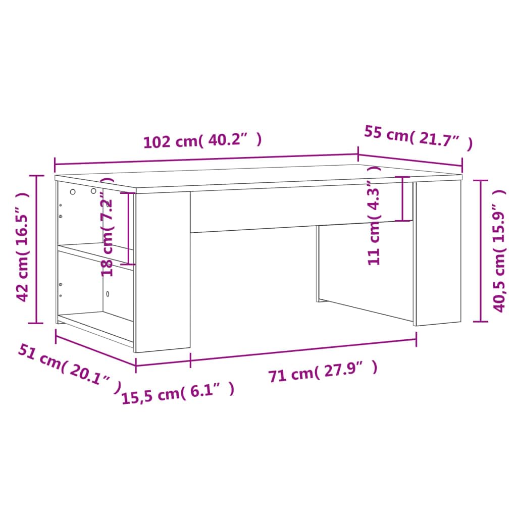 Homgoday Tavolino da caffè bianco 102 x 55 x 42 cm, in legno ingegnerizzato, tavolino da tè per soggiorno, sala d'accoglienza degli ospiti, camera da letto e ufficio, tipo 1