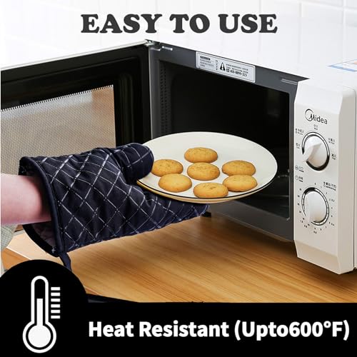 1 Pair Oven Gloves, Heat Resistant Silicone Oven Gloves Non-Slip Kitchen Oven Mitts, BBQ Accessories for Barbecue Grilling Pizza Microwave, for Grilling/Cooking/Baking/Barbecue (Black) - Image 5