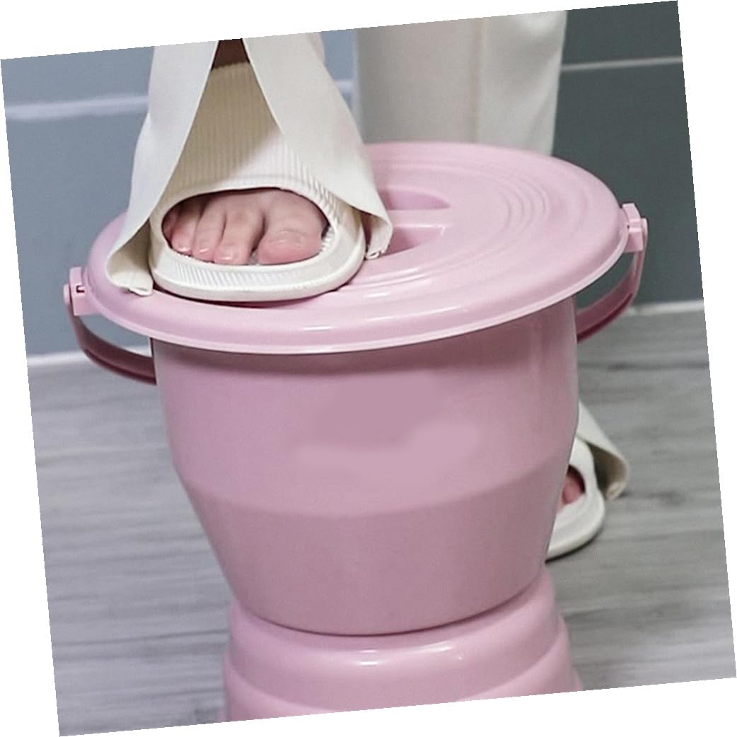 Vasino Coperto per Bambini Rosa in Plastica, Manico e Coperchio | Superficie Liscia, Riutilizzabile e Facile da Pulire, Uso Domestico, Adatto a Bambini e Anziani