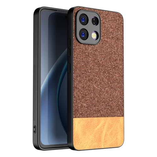 Image of Kapa Soft Fabric & Leather Hybrid Protective Back Cover for Oppo K13 5G | Shockproof Slim Hard Anti Slip Back Case (Brown)