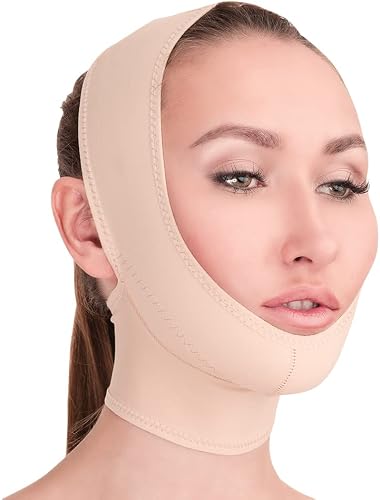 Post Surgical Chin Strap Bandage for Women - Neck and Chin Compression Garment Wrap - Face Slimmer, Jowl Tightening (M)