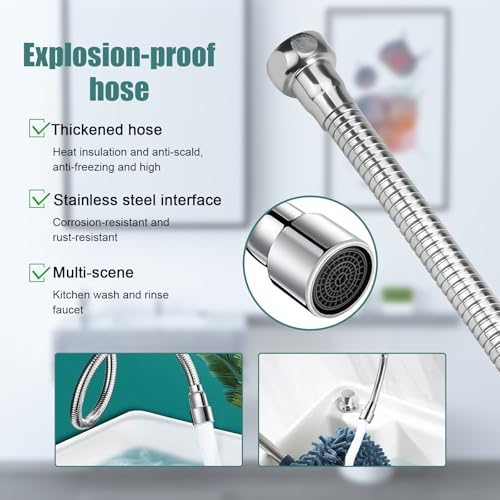 svpfuo Wasserhahn Schlauch, Schlauch für Wasserhahn, wasserhahn Anschlussschlauch, Verlängerungsdüse für Wasserhähne Bis 20cm Geeignet Für Küche, Bad Toiletten. Hergestellt Aus Rostfreiem Stahl
