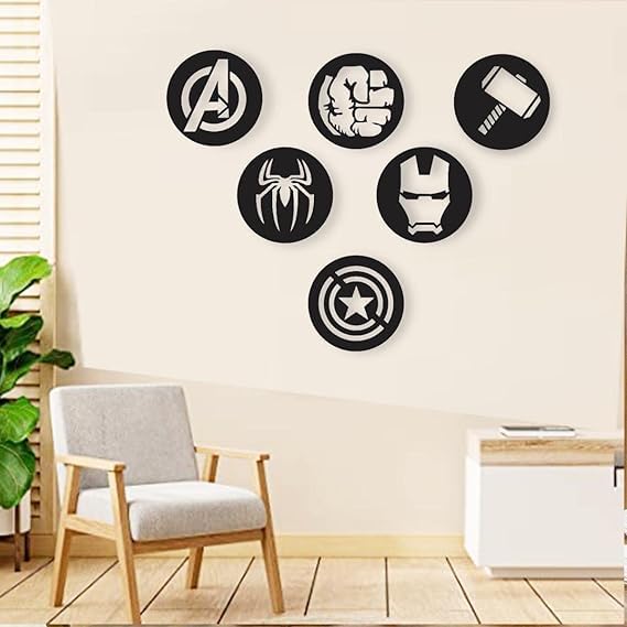 KV Art Home Decor Avengers Wood Wall Art Set of 6 Decoration Art Framed Panel Black Wooden Frame(Size 7 x 7 INCH Per piece) (B0D5VNWLCQ) Amazon Price History, Amazon Price Tracker