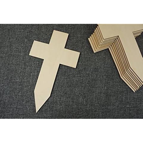 DECOCRAFT 10x Plain Wood Wooden Cross Embelishments Craft Shapes Memorial Crucifix (W93) Cover