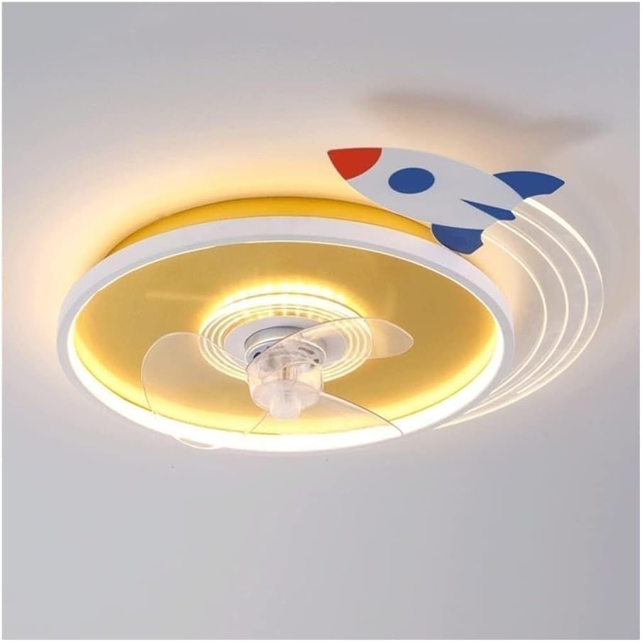 Modern Gold LED Ceiling Fans Lights Children's Room Cartoon Ceiling Fan Lamp Interior Lighting Semi Flush Mount Low Profile Fan Ceiling Light Fixture Featuring 3 Wind Speeds A Ring Design