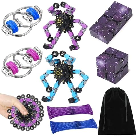 ZQFTZQ 8Pcs Fidget Cube Toys Pack - Flippy Chain Fidget Spinner Galaxy Fidget Cube Slient Sensory Fidget Toys Set for Office Desk Adult Fidgets for Anxiety and Stress Cool Toys Christmas Toys Cover
