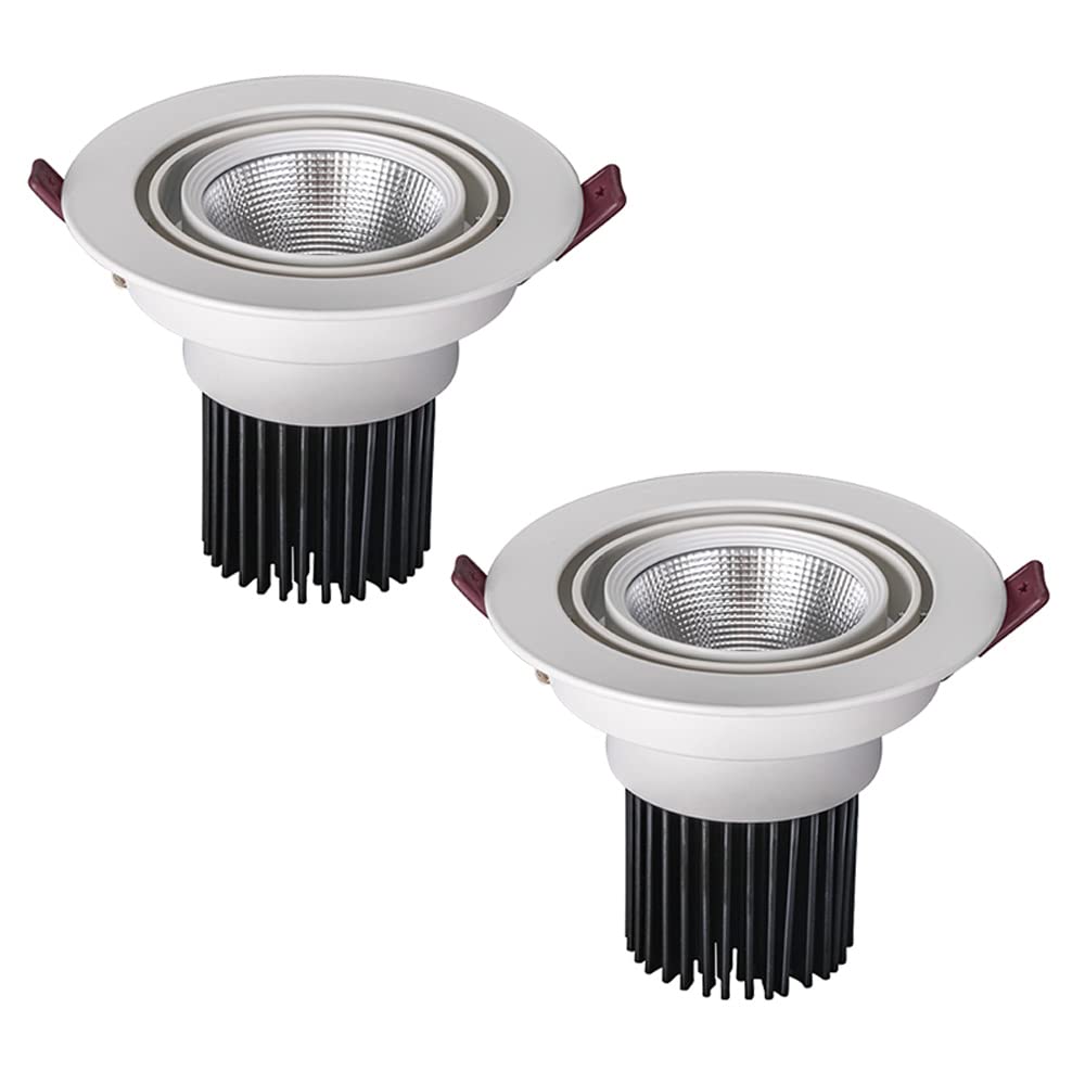 (Paquete de 2 7W-30W LED Gimbal Canless Downlight Kit de iluminación empotrable Ajustable Focos de Globo Ocular Redondos de 3/4/5/6 Pulgadas, 3 Colores seleccionables 3000K | 4000K | 6000K