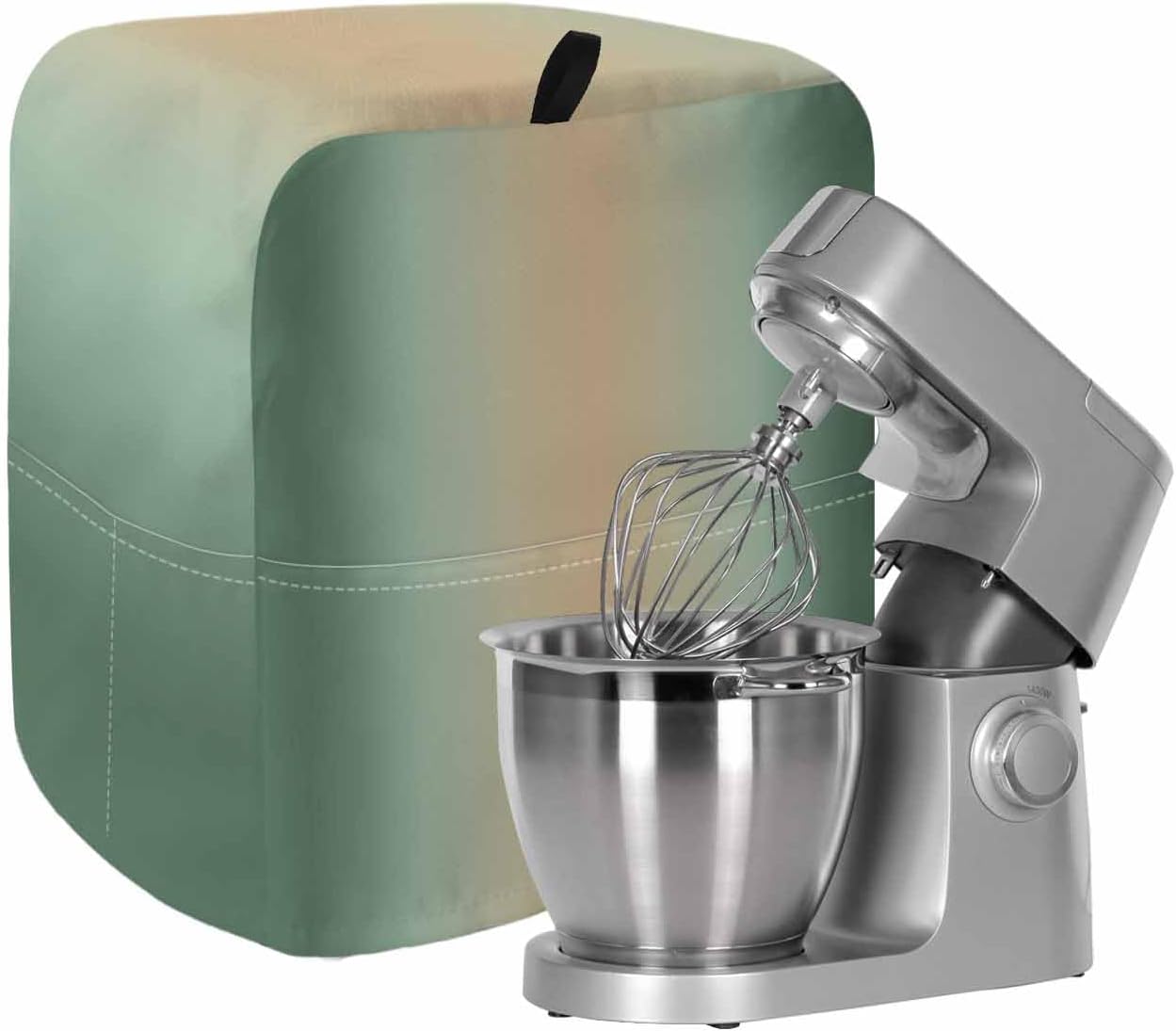 Sage Green Ombre Stand Mixer Cover with Storage Pocket, Waterproof Kitchen Mixer Covers, Modern Yellow Gradient Farmhouse Art Kitchen Appliance Dust Cover Compatible with 5-8 Quart Mixers