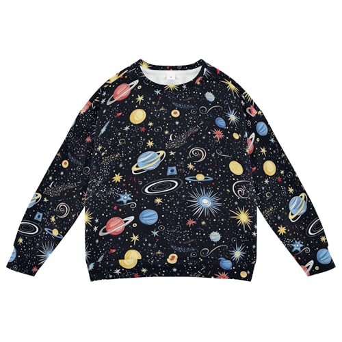 JUNZAN Space Starry Sky Cosmic Planets Little Boys Pullover Hoodie Crewneck Outerwear for Kids Party 4T