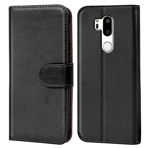 Verco plånbok för LG G7 skal, mobilskal skyddsfodral väska för LG G7 Case med korthållare av pu läder, Svart