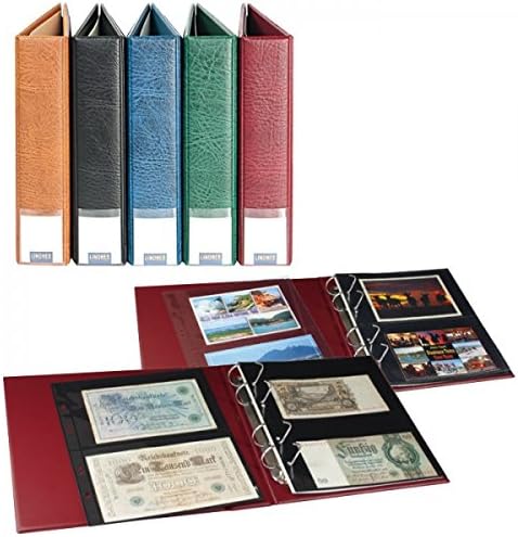 Lindner S3570PB - S LINDNER Luxus-Sammelalbum für Banknoten/Postkarten mit 20 geteilten, beidseitig bestückbaren Folienblättern-schwarz
