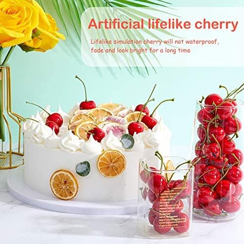 Fake Cherries Artificial Cherry Decorations Simulation Cherries Fruit Cherries Fruit Cherry Fake Fruit Model for Party Decor Home Kitchen Cabinet Photography Prop Cognitive Toy (80 Pieces)