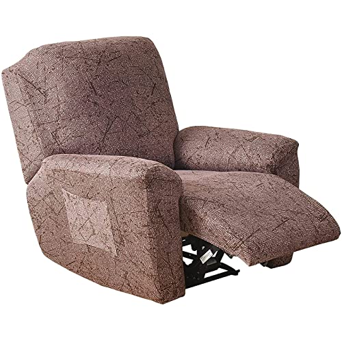 TAIXINT Housse de Fauteuil Relax Extensible, 4 pièces imprimé Housse Fauteuil Relax Doux Spandex Housse De Chaise Inclinable avec Poche Latérale Fauteuil Relax Housse (A) Cover