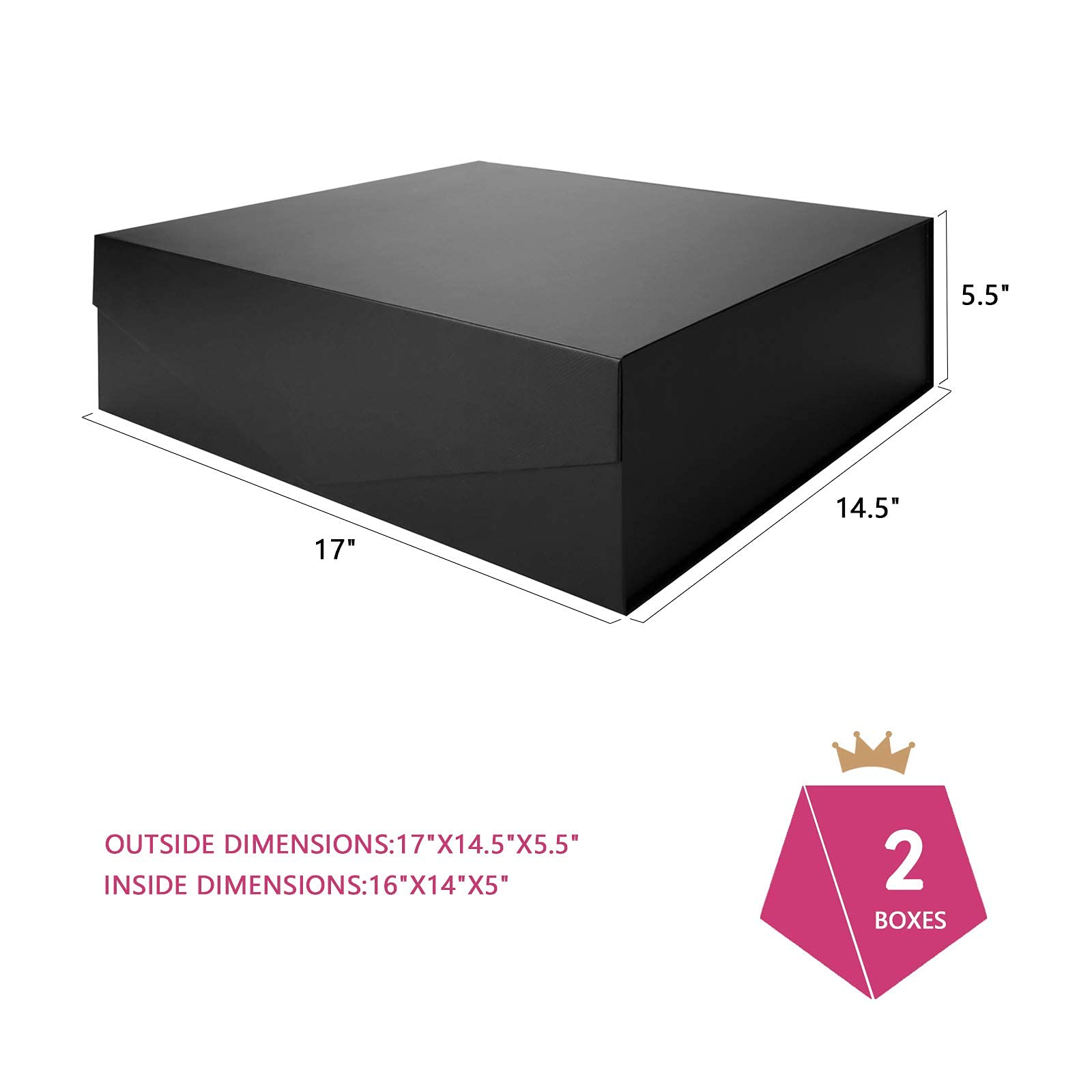 Buy PACKQUEEN 2 Extra Large Gift Boxes 17x14.5x5.5 Inches, Sturdy Gift
