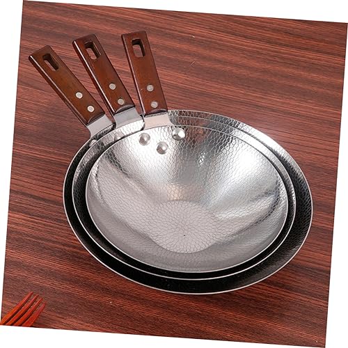 Wok de acero inoxidable 22 cm con mango de madera miniatura 4
