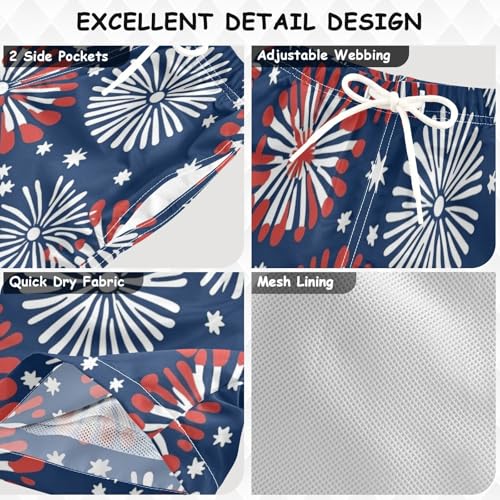 Boys Beach Board Shorts Fireworks Fire Festival Swim Trunk Teen Swimwear 8-16Y Multicolor3