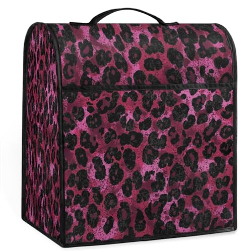 Mexpekil Funda para batidora de pie rosa oscuro con estampado de leopardo, 5-8 cuartos de galón, cubiertas antipolvo para electrodomésticos de cocina con asa superior y bolsillos, accesorios