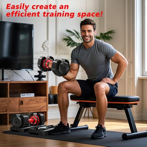 Rendpas Adjustable Dumbbells Set of 2, Select Weight Dumbbell Set, 5 in 1 Free Dumbbell Set with Anti-Slip Texture Handle, Weight Set For Home Gym Suit both Men and Women