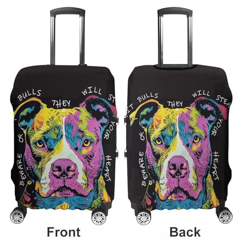 Punk Pitbull Dog Graffiti Travel Suitcase Protector Luggage Cover Protective Washable Anti-scratch Baggage Cover3