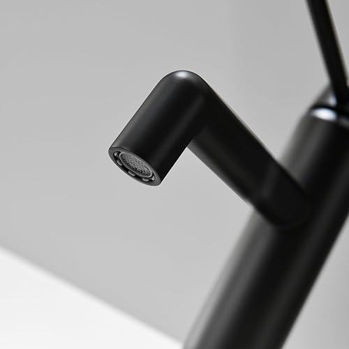 Miniatura 6 de Grifo de lavabo de baño con línea de suministro de agua y drenaje desplegable de metal por Phiestina, NS-SF01-BG-V+SGF06-MB