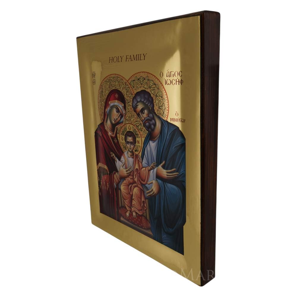 BlessedMart Heilige Familie Ikone - orthodoxe byzantinische Ikone handgefertigt auf natürlichem Massivholz Geschenk fertig - Versand in einer Box